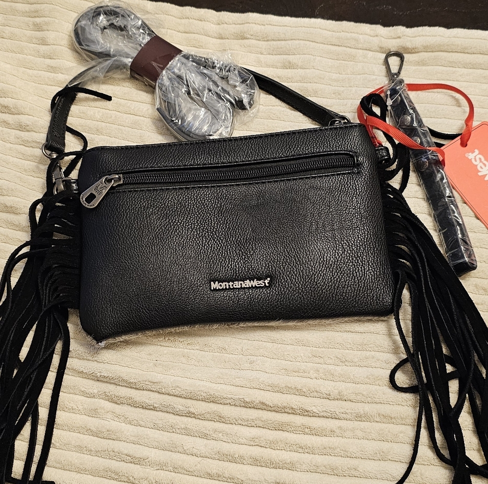 Montana West Black Fringe Crossbody Wallet - Picture 3 of 10